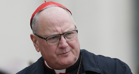 Cardinal Timothy M. Dolan of New York attends Pope Francis' general audience in St. Peter's Square at the Vatican Feb. 22. (CNS photo/Paul Haring) See POPE-AUDIENCE-CREATION Feb. 22, 2017.