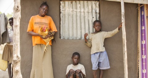 Jane Ajio and children, Ivan, 10, and Peace, 12. Palorinya refugee camp, close to the south sudan border, in Northern Uganda. 30.01.19